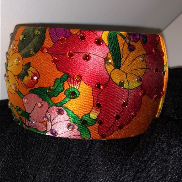 Tasha silk printed rhinestone bracelet
